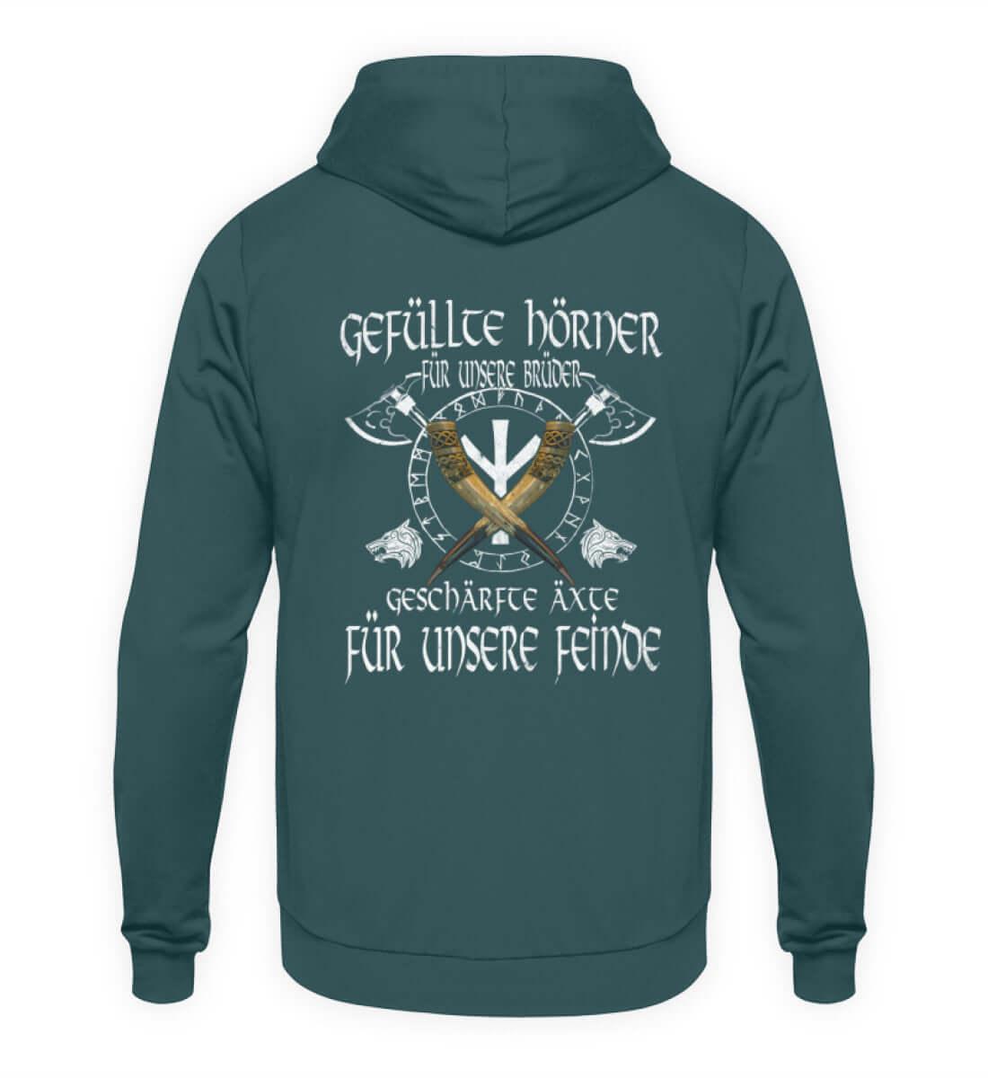 Wikinger Brüderlichkeit Hoodie – "Gefüllte Hörner und Geschärfte Äxte" - Nordic Viking Wear