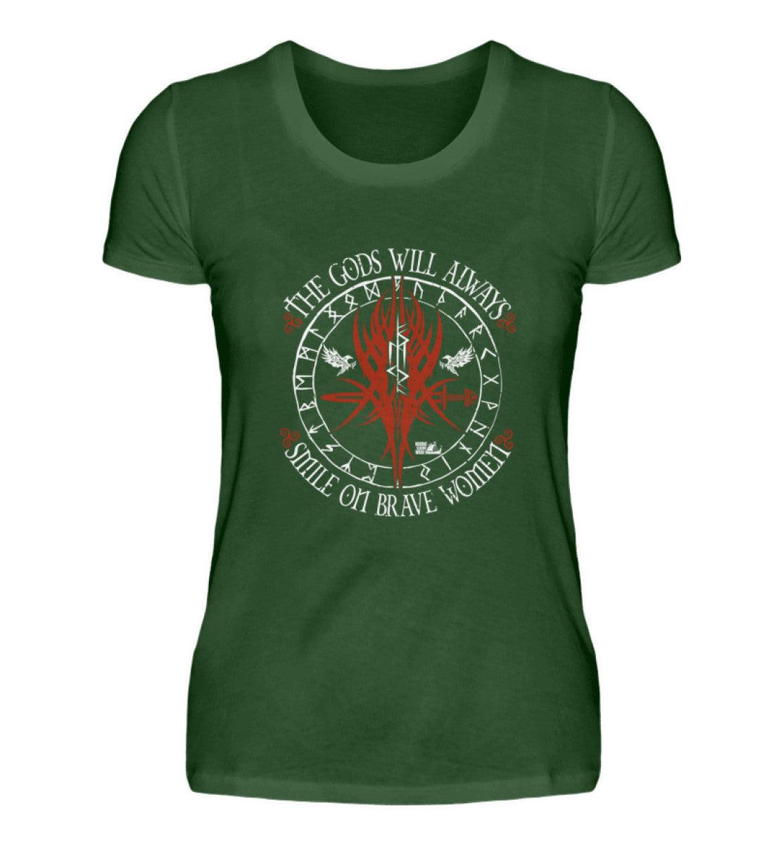 Schildmaiden Premiumshirt The Gods Will Always Smile on Brave Women - Nordic Viking Wear
