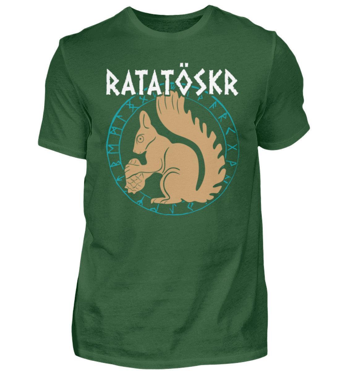 Wikinger T-Shirt "RATATÖSKR" – Eichhörnchen-Design mit Runenkreis - Nordic Viking Wear