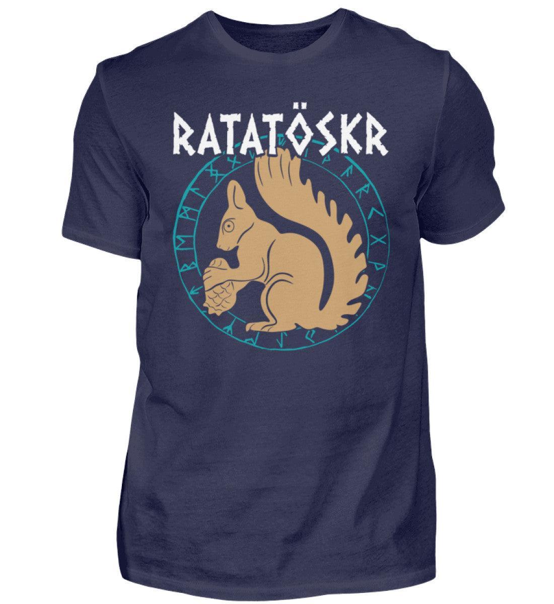 Wikinger T-Shirt "RATATÖSKR" – Eichhörnchen-Design mit Runenkreis - Nordic Viking Wear