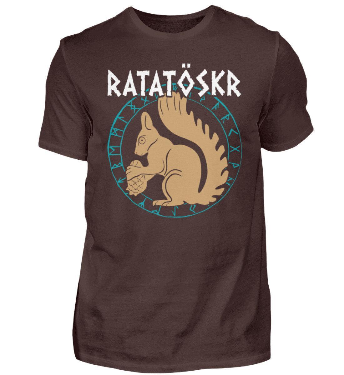 Wikinger T-Shirt "RATATÖSKR" – Eichhörnchen-Design mit Runenkreis - Nordic Viking Wear