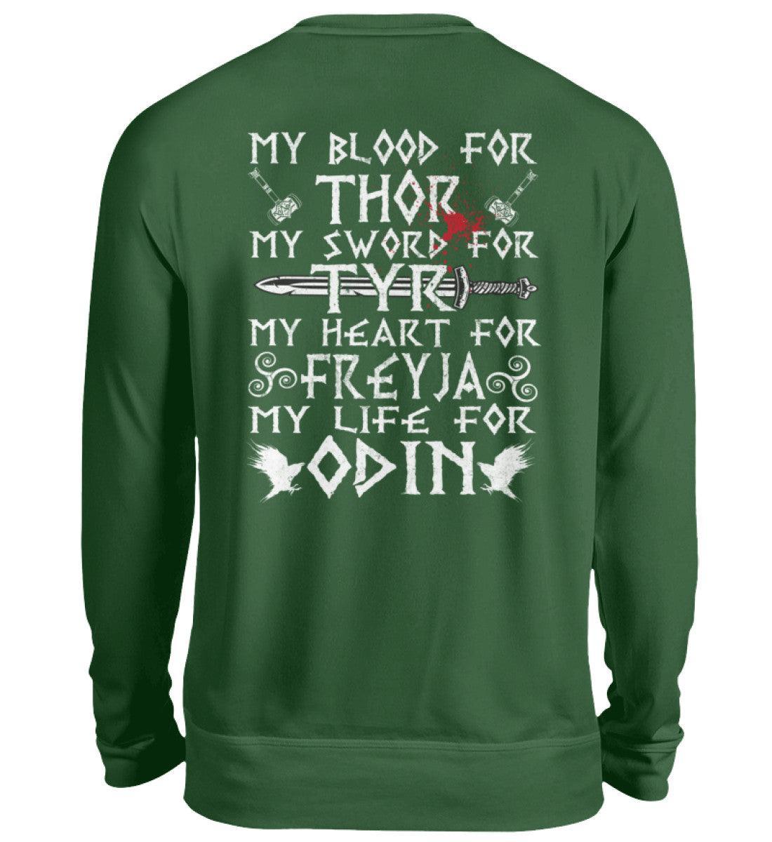 Wikinger-Treue-Sweatshirt: "My Blood for Thor, My Sword for Tyr, My Heart for Freyja, My Life for Odin" - Nordic Viking Wear
