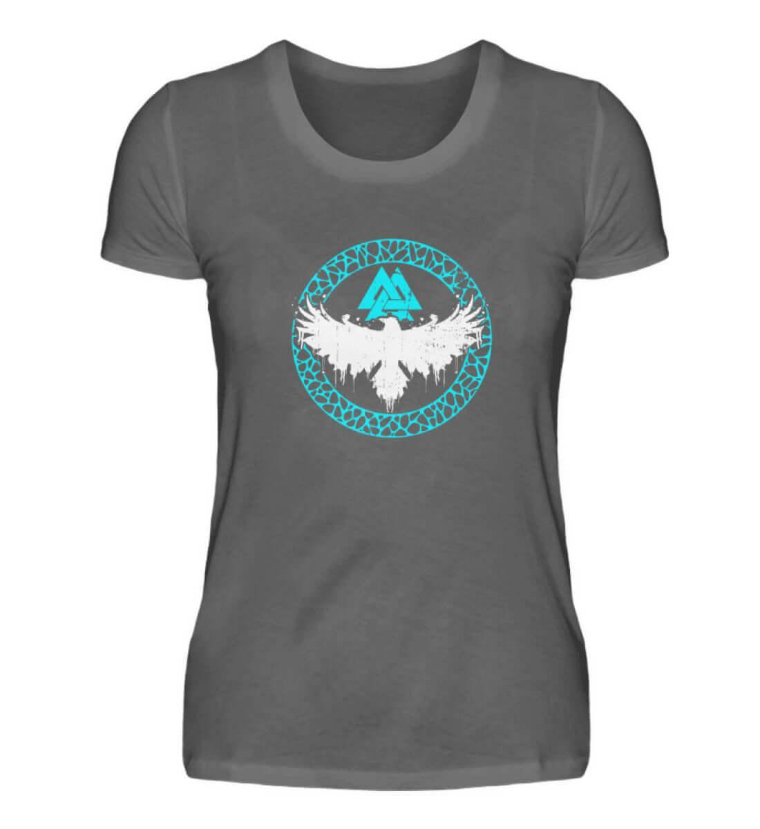 "Raben-Valkyrie" Valknut Damen Premium T-Shirt – Nordische Legende in Faszinierendem Türkis - Nordic Viking Wear