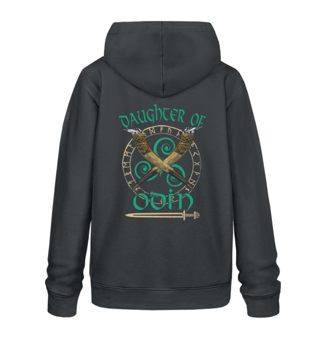 Schildmaiden Premium Hoodie - "Daughter of Odin" mit Runenkreis und Trinkhörnern - Nordic Viking Wear