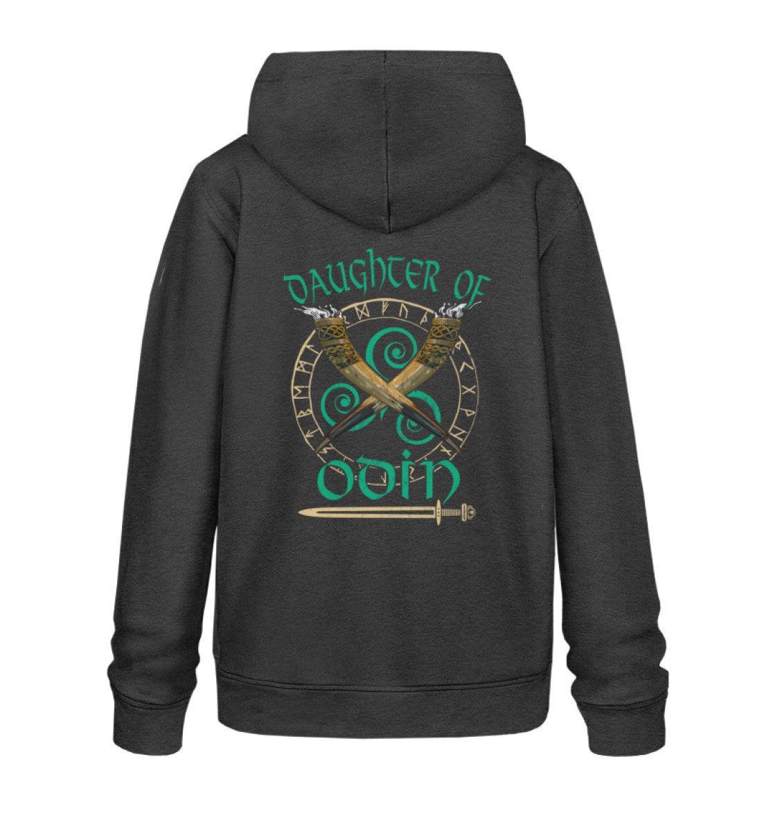 Schildmaiden Premium Hoodie - "Daughter of Odin" mit Runenkreis und Trinkhörnern - Nordic Viking Wear