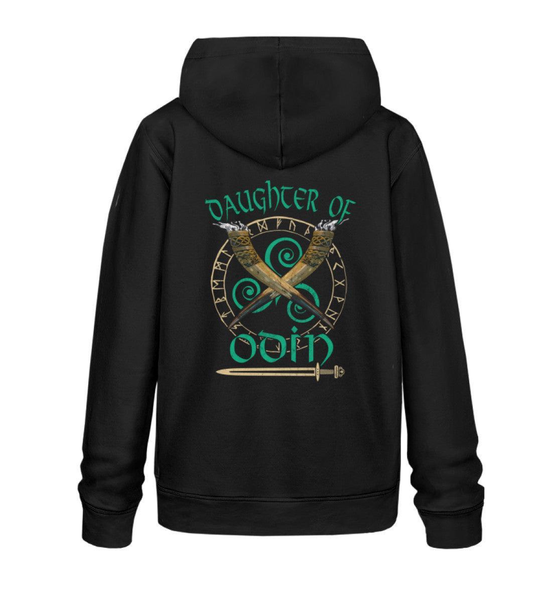 Schildmaiden Premium Hoodie - "Daughter of Odin" mit Runenkreis und Trinkhörnern - Nordic Viking Wear