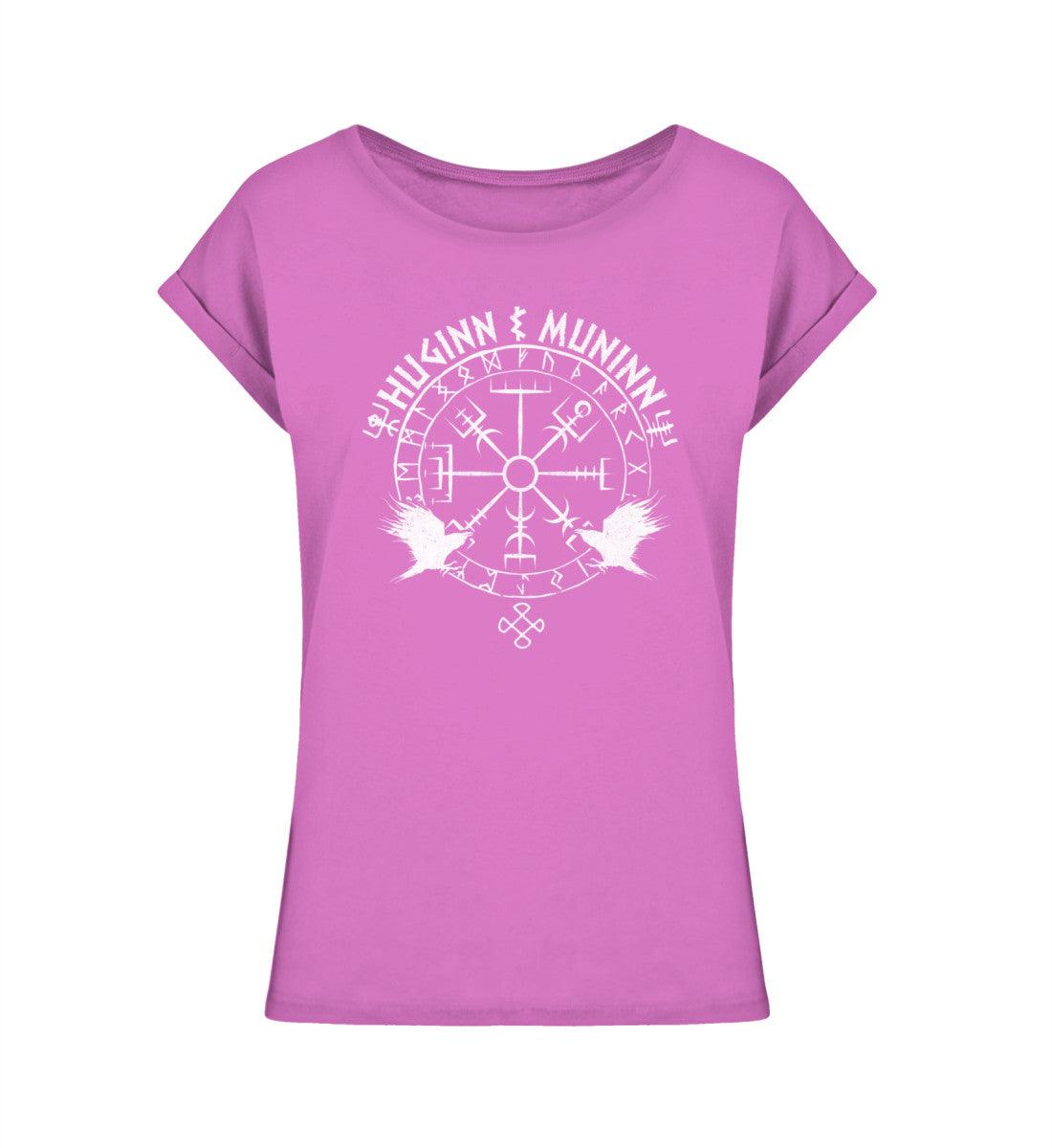 Schildmaiden Extendet Shirt – „Huginn & Muninn“-Design mit Vegvisir - Nordic Viking Wear