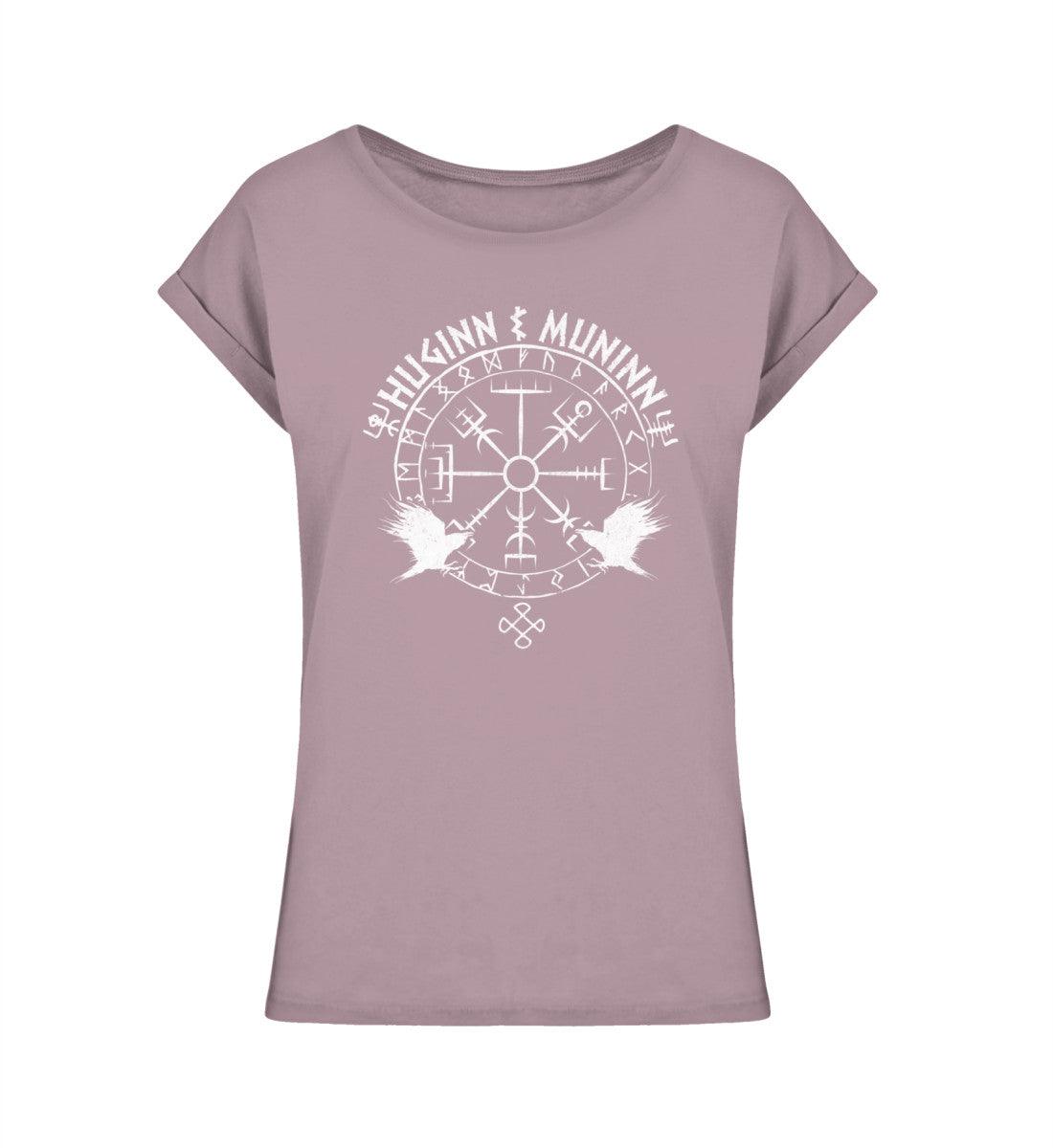 Schildmaiden Extendet Shirt – „Huginn & Muninn“-Design mit Vegvisir - Nordic Viking Wear