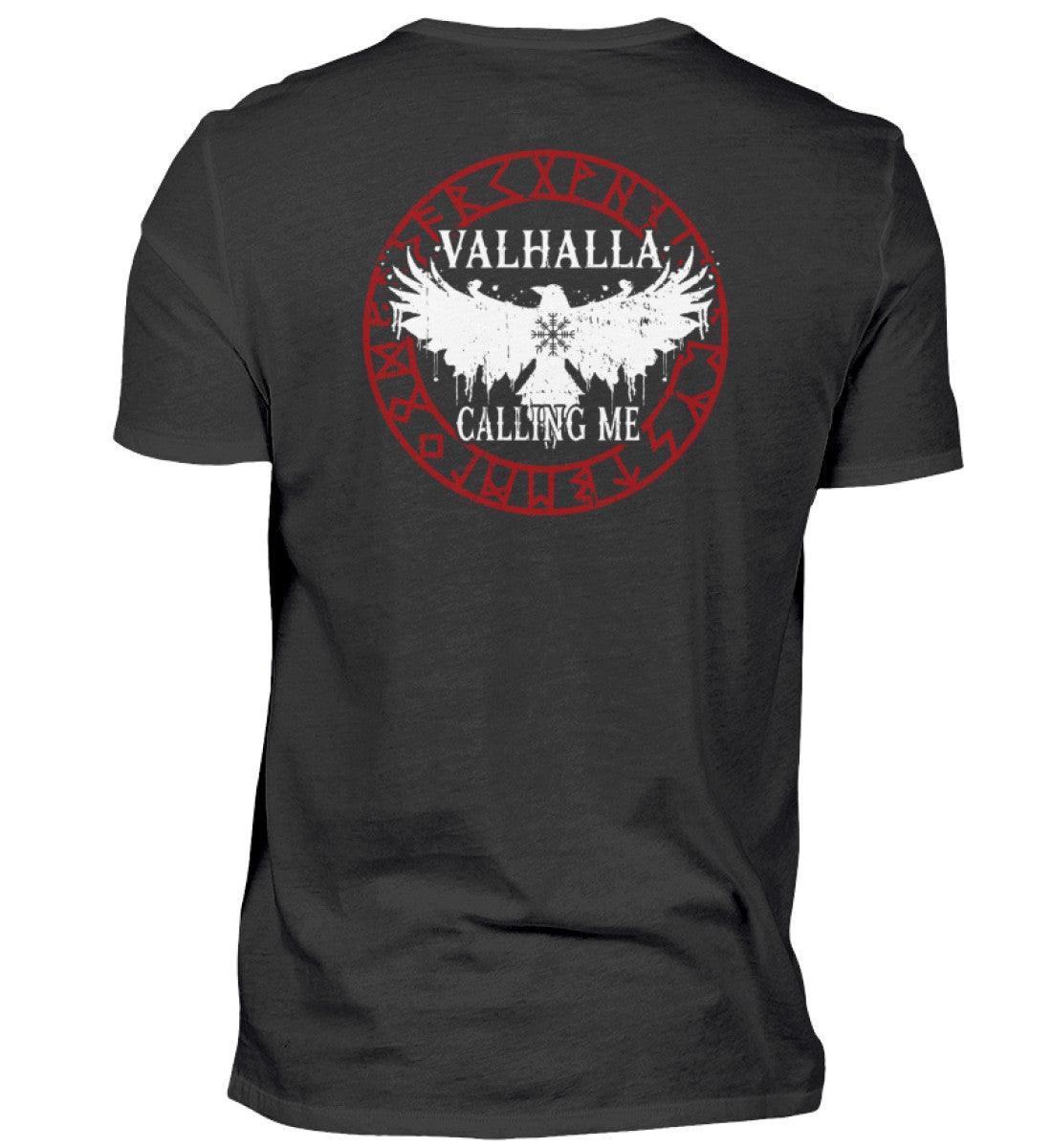Wikinger Backprint Premium T-Shirt "Ruf nach Valhalla" – Antworte dem Ruf der Ehre - Nordic Viking Wear