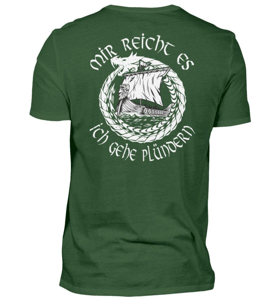 Wikinger-Plünderer Premiumshirt Back und Frontprint – "Mir reicht's, ich gehe plündern" – Drachenschiff-Design - Nordic Viking Wear