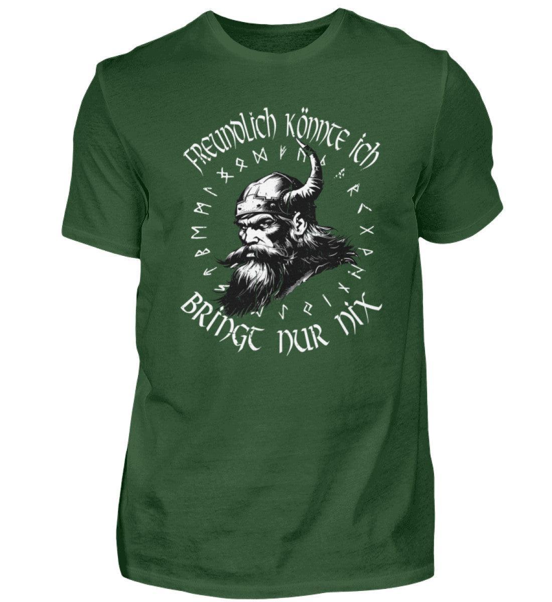 Wikinger Premiumshirt "Freundlich Könnte Ich – Bringt Nur Nix" – Lustige Wikingerbekleidung - Nordic Viking Wear