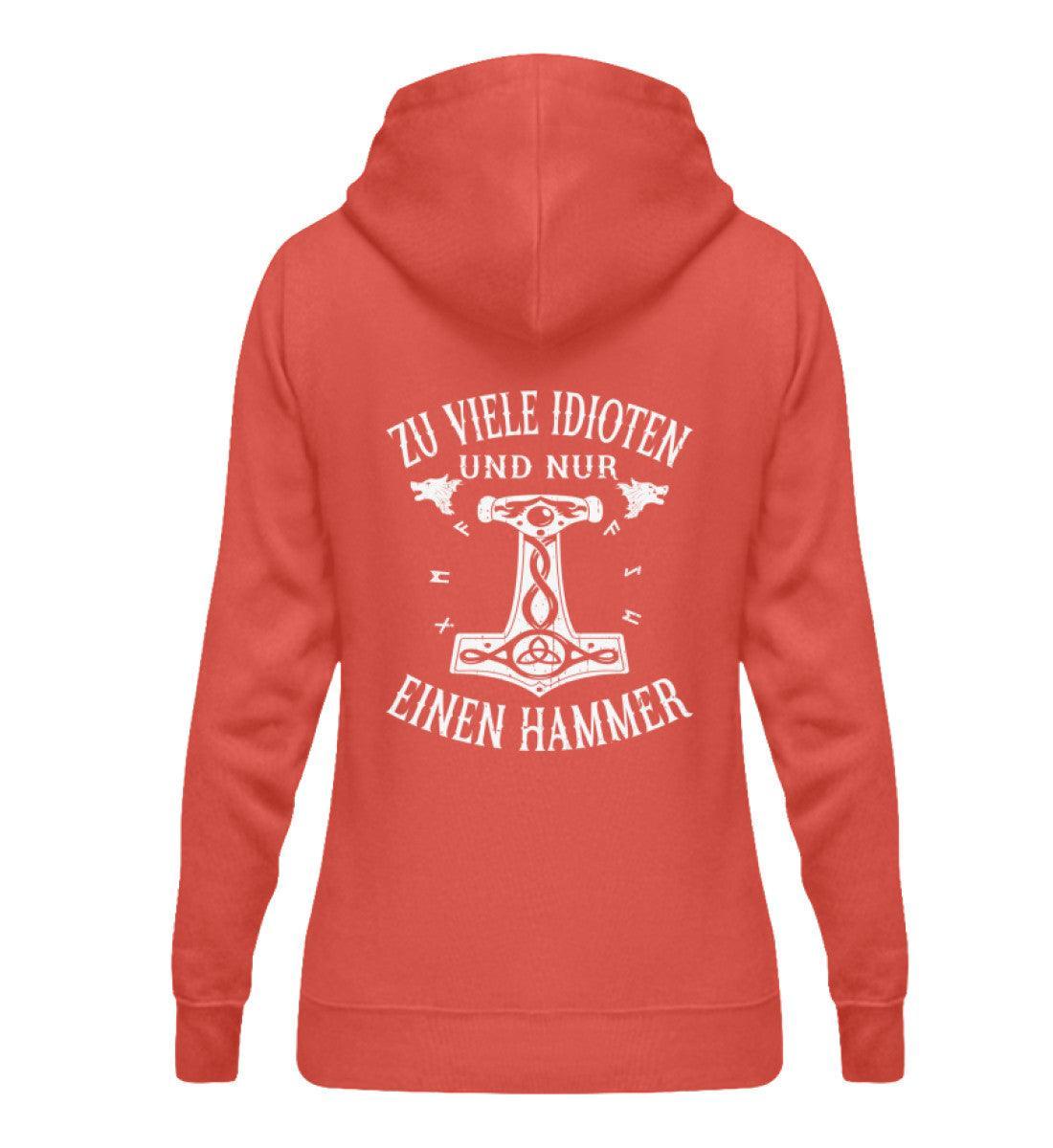 Schildmaiden Hoodie "Zu viele Idioten - Nur einen Hammer" Backprint - Nordic Viking Wear