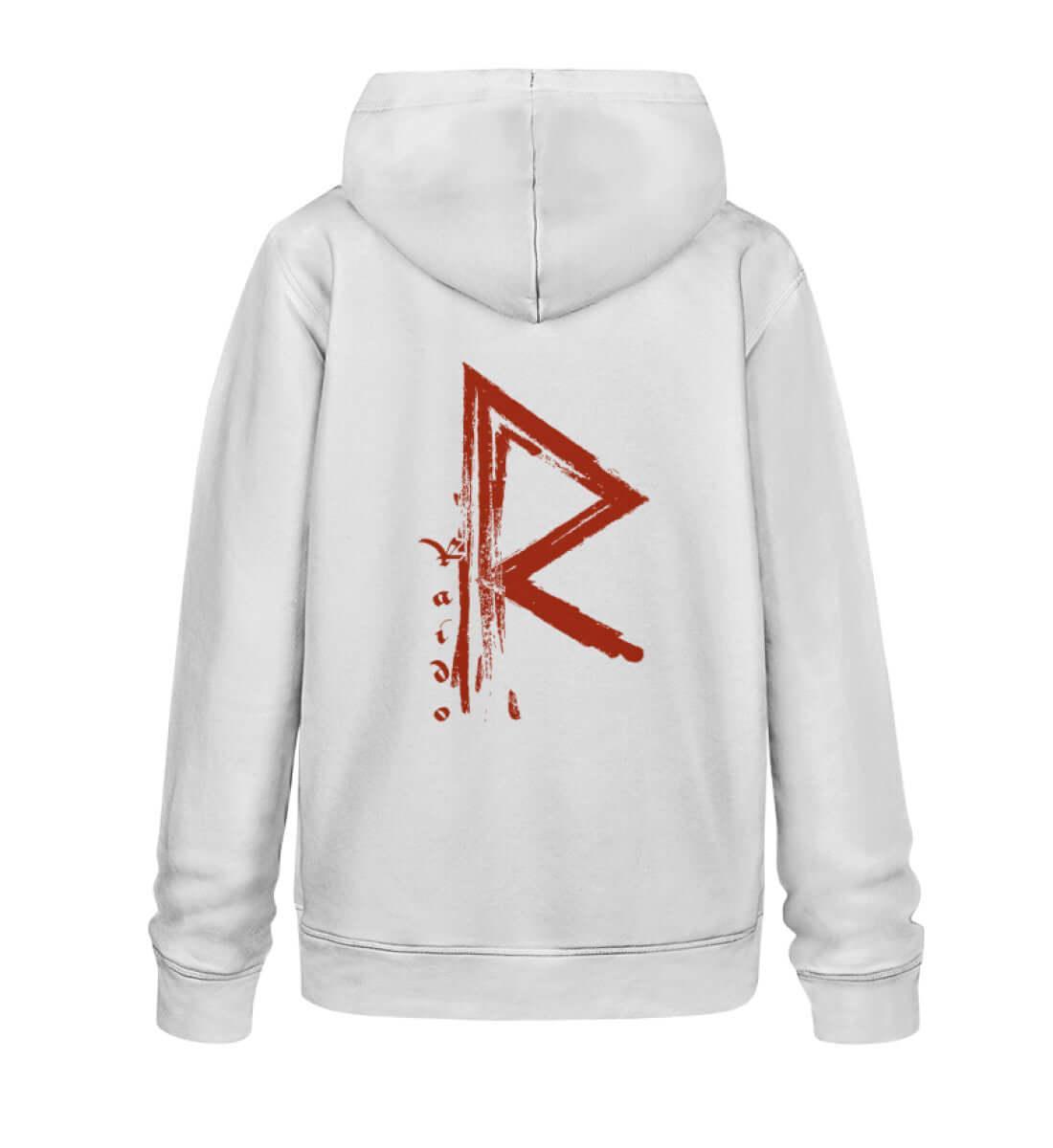 Premium Hoodie Rune Raido Rot Front und Backprint - Nordic Viking Wear