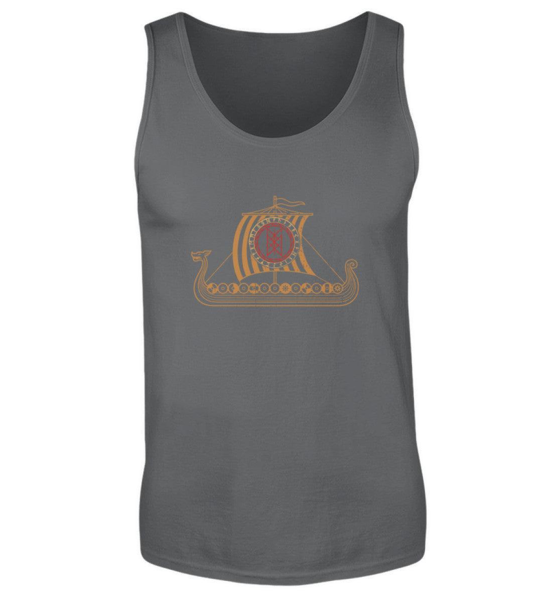 Wikinger Drachenschiff Tanktop mit Wyrd-Web Schild - Langschiff Segler Tee - Nordic Viking Wear