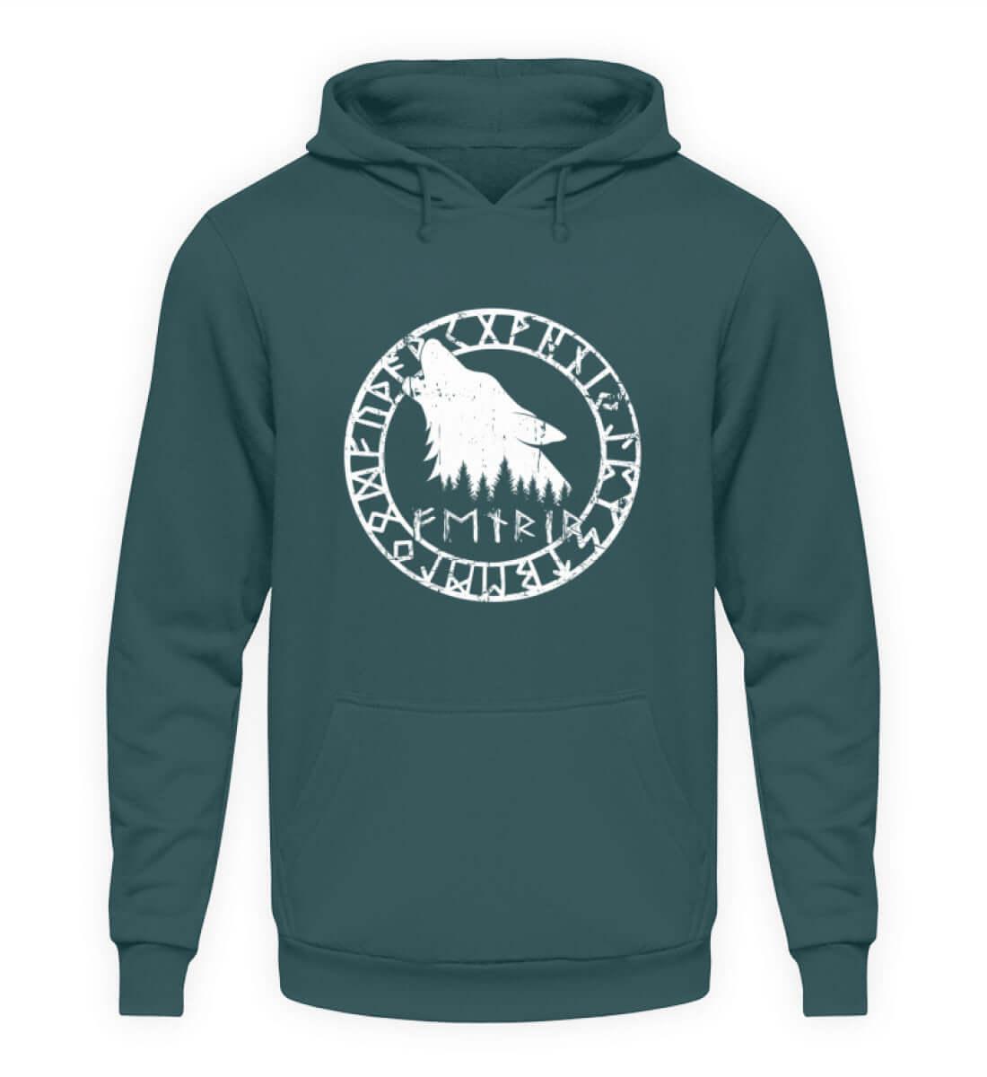 "Fenrir Runenkreis" Wikinger-Hoodie – Verkörpere die Macht des legendären Wolfs - Nordic Viking Wear