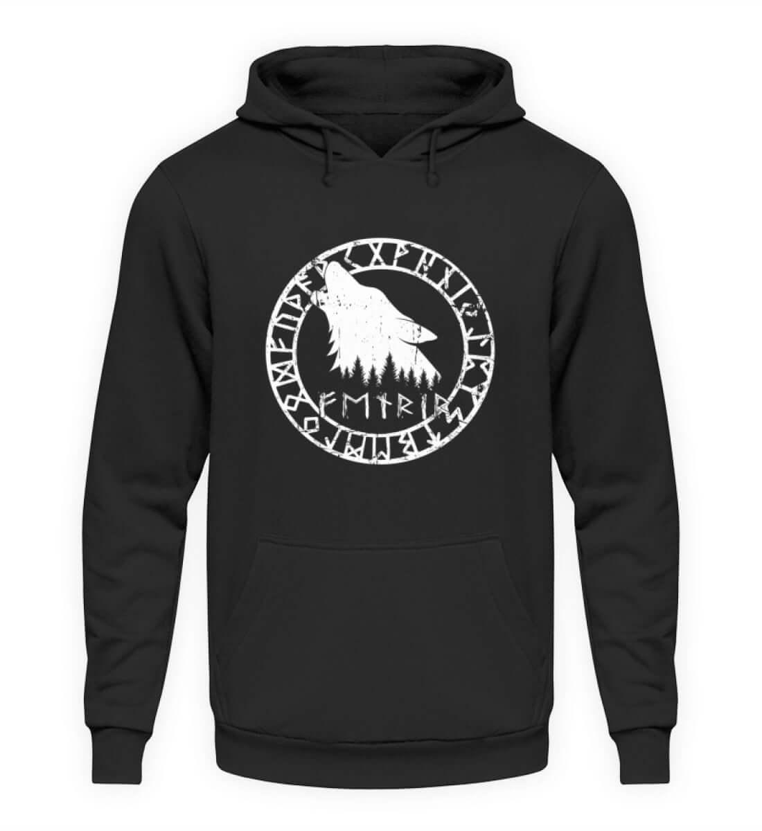 "Fenrir Runenkreis" Wikinger-Hoodie – Verkörpere die Macht des legendären Wolfs - Nordic Viking Wear