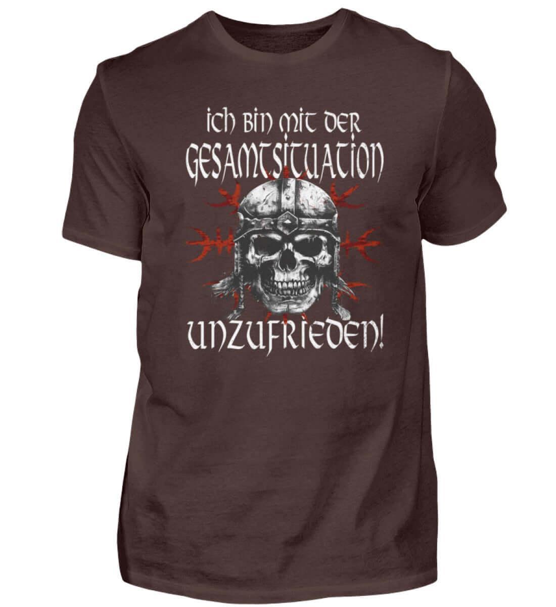 Lustiges Wikinger Premiumshirt 'Unzufrieden' – Ein Helm, ein Schädel, eine Einstellung - Nordic Viking Wear