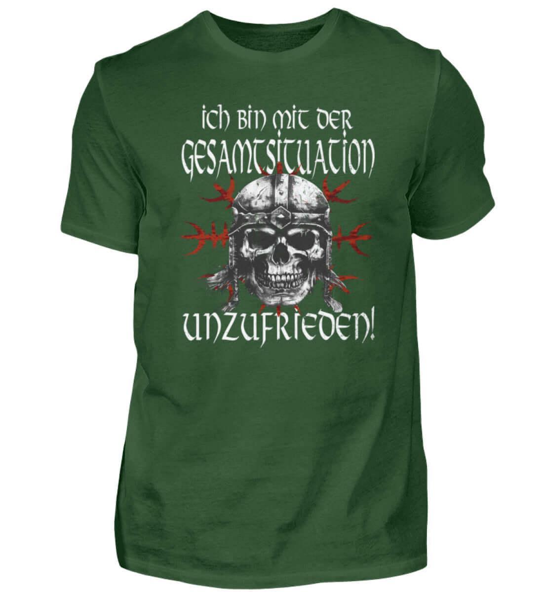 Lustiges Wikinger Premiumshirt 'Unzufrieden' – Ein Helm, ein Schädel, eine Einstellung - Nordic Viking Wear