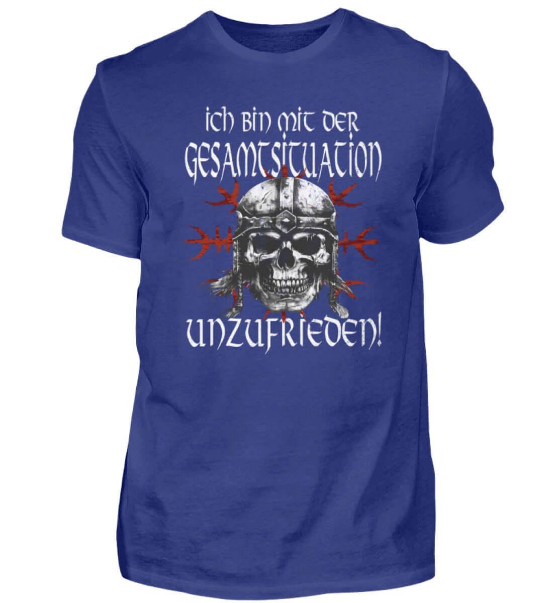 Lustiges Wikinger Premiumshirt 'Unzufrieden' – Ein Helm, ein Schädel, eine Einstellung - Nordic Viking Wear