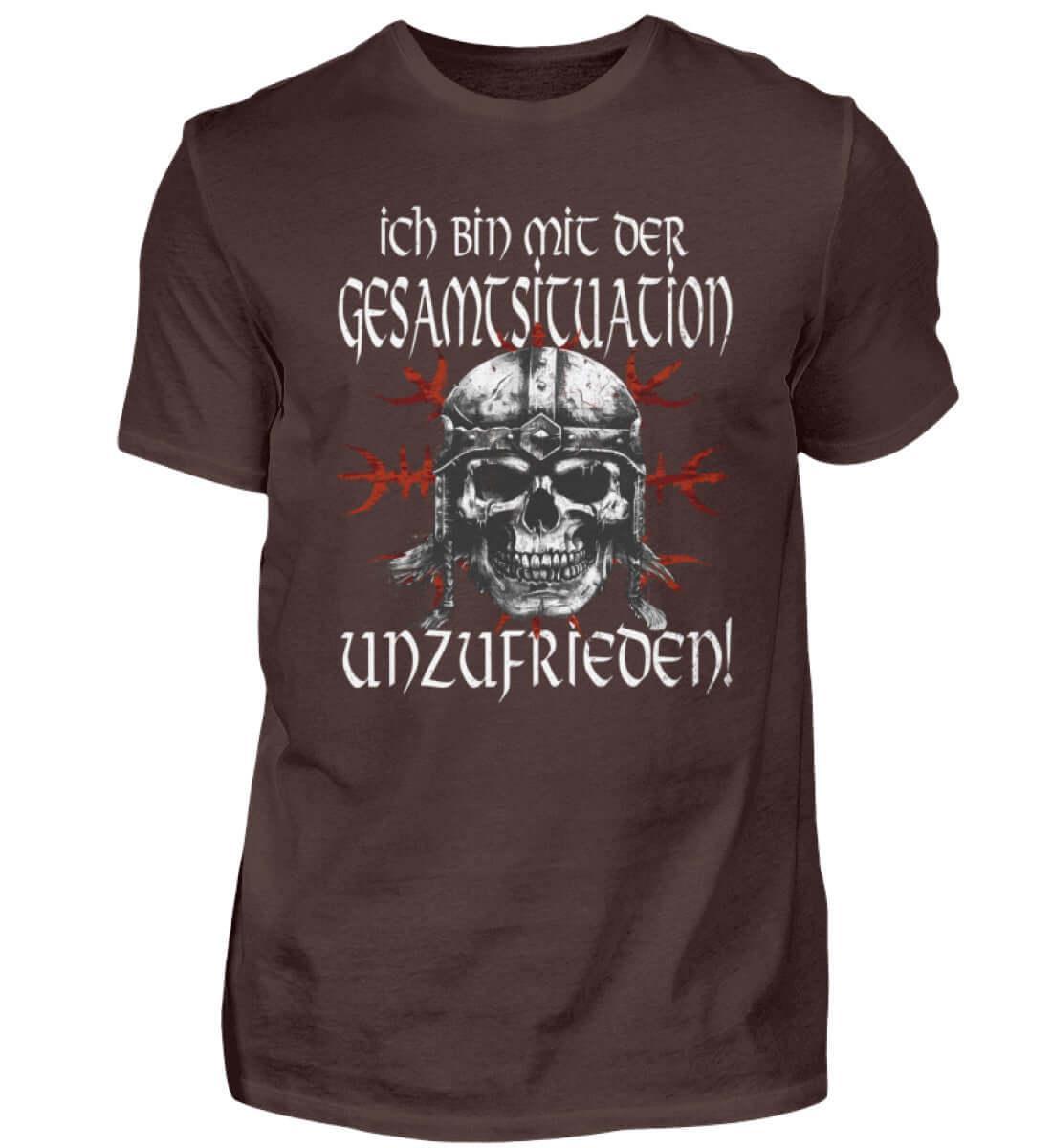 Lustiges Wikinger T-Shirt 'Unzufrieden' – Ein Helm, ein Schädel, eine Einstellung - Nordic Viking Wear