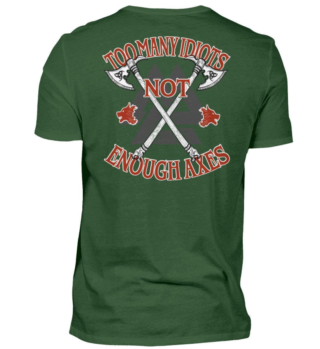 Premium Wikinger Too Many Idiots T-Shirt – "Krieger Axt" Valknut Design - Nordic Viking Wear