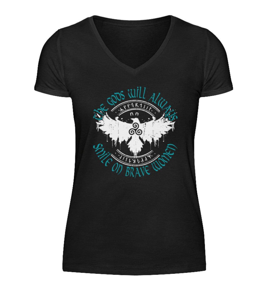 Schildmaiden V-Neck - "The Gods Will Always Smile on Brave Women" - Nordic Viking Wear