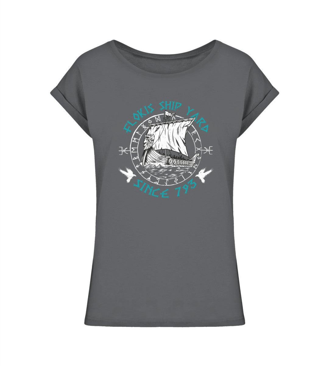 Schildmaiden Extended Shirt – „Flokis Ship Yard Since 793 – Wikinger Drachenboot Design“ - Nordic Viking Wear
