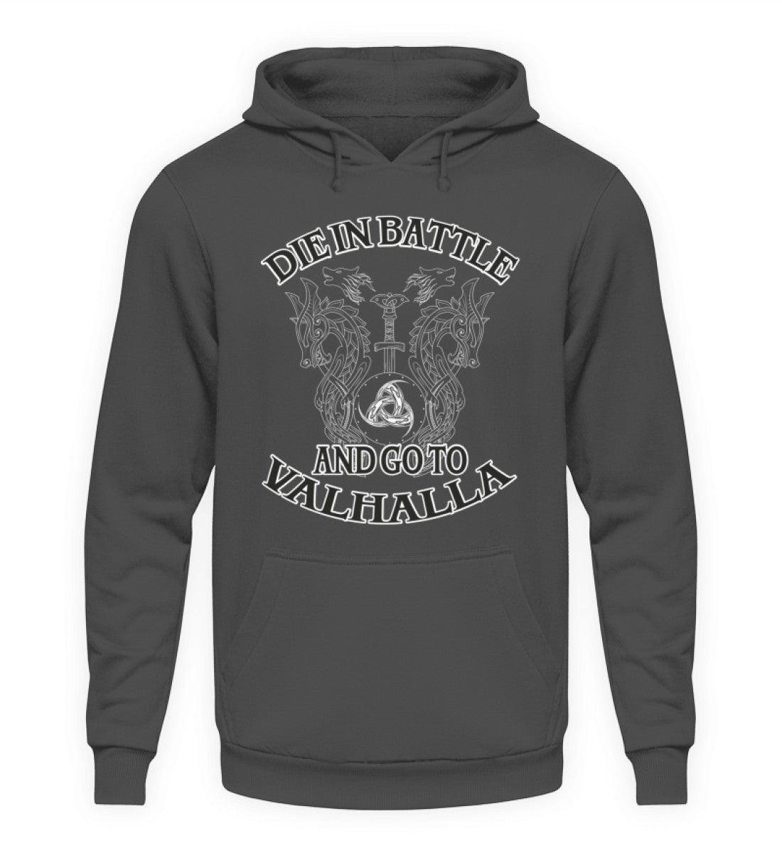 Wikinger Hoodie mit Odins Gjallarhorn – "Die In Battle And Go To Valhalla" - Nordic Viking Wear