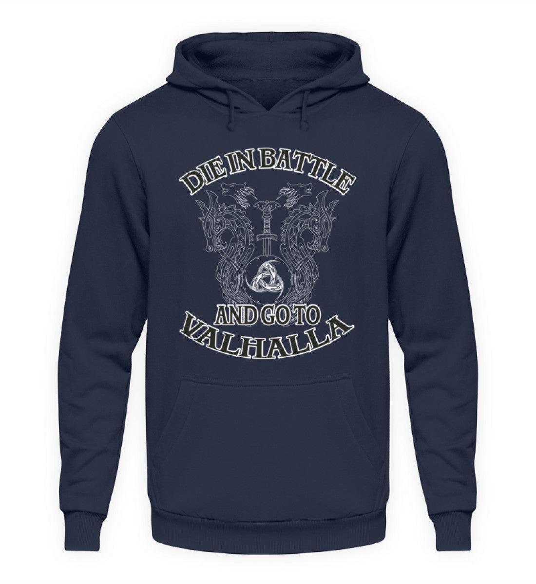 Wikinger Hoodie mit Odins Gjallarhorn – "Die In Battle And Go To Valhalla" - Nordic Viking Wear