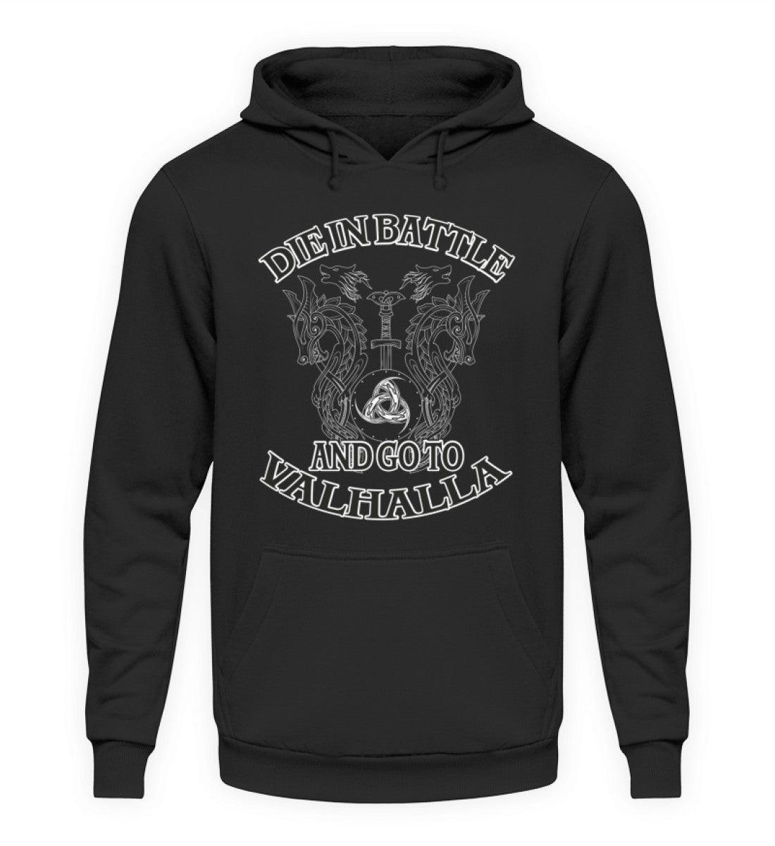 Wikinger Hoodie mit Odins Gjallarhorn – "Die In Battle And Go To Valhalla" - Nordic Viking Wear