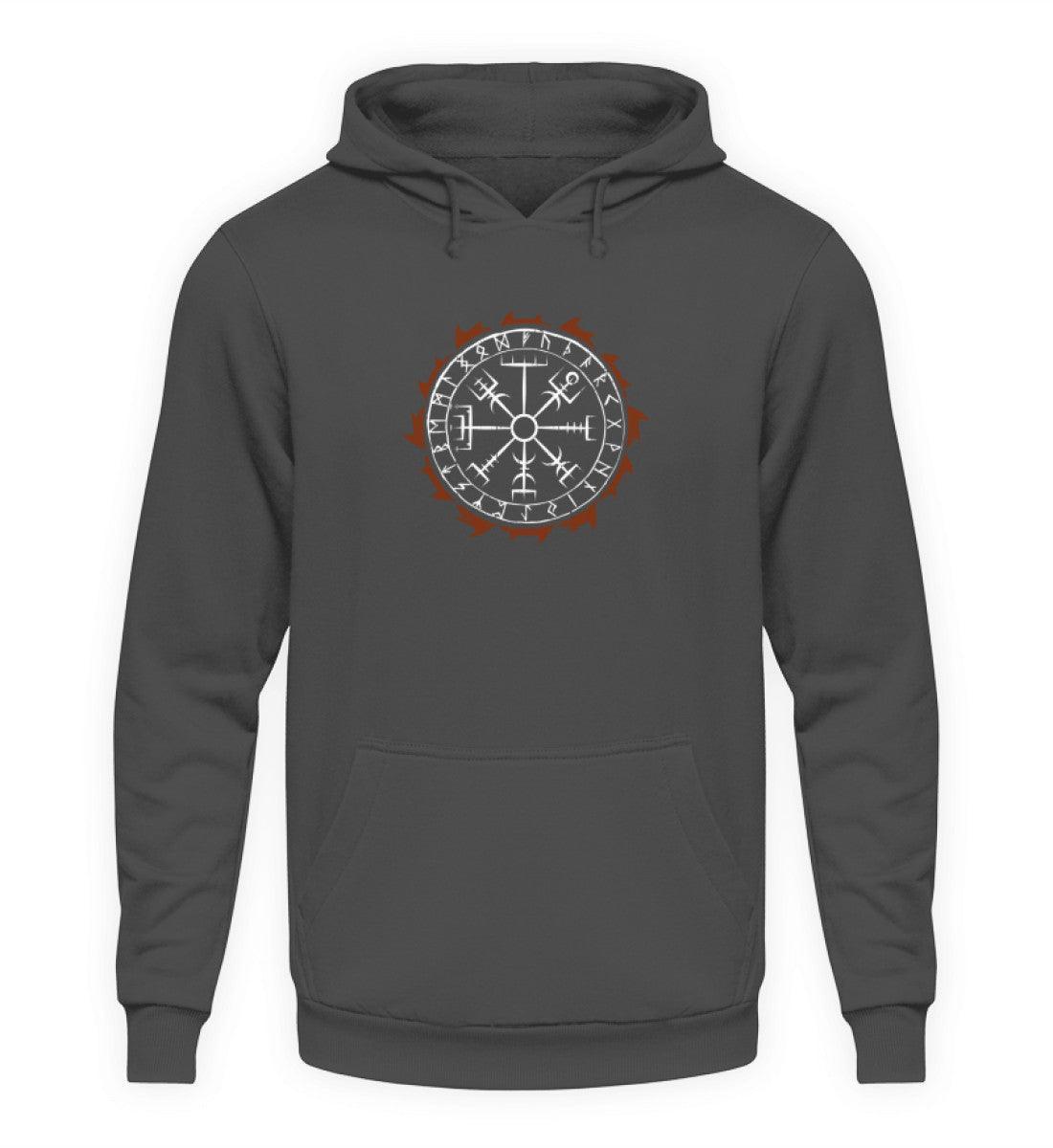Wikinger Hoodie mit Vegvisir & Runenkreis-Design – Traditionelle Nordische Navigationssymbolik - Nordic Viking Wear