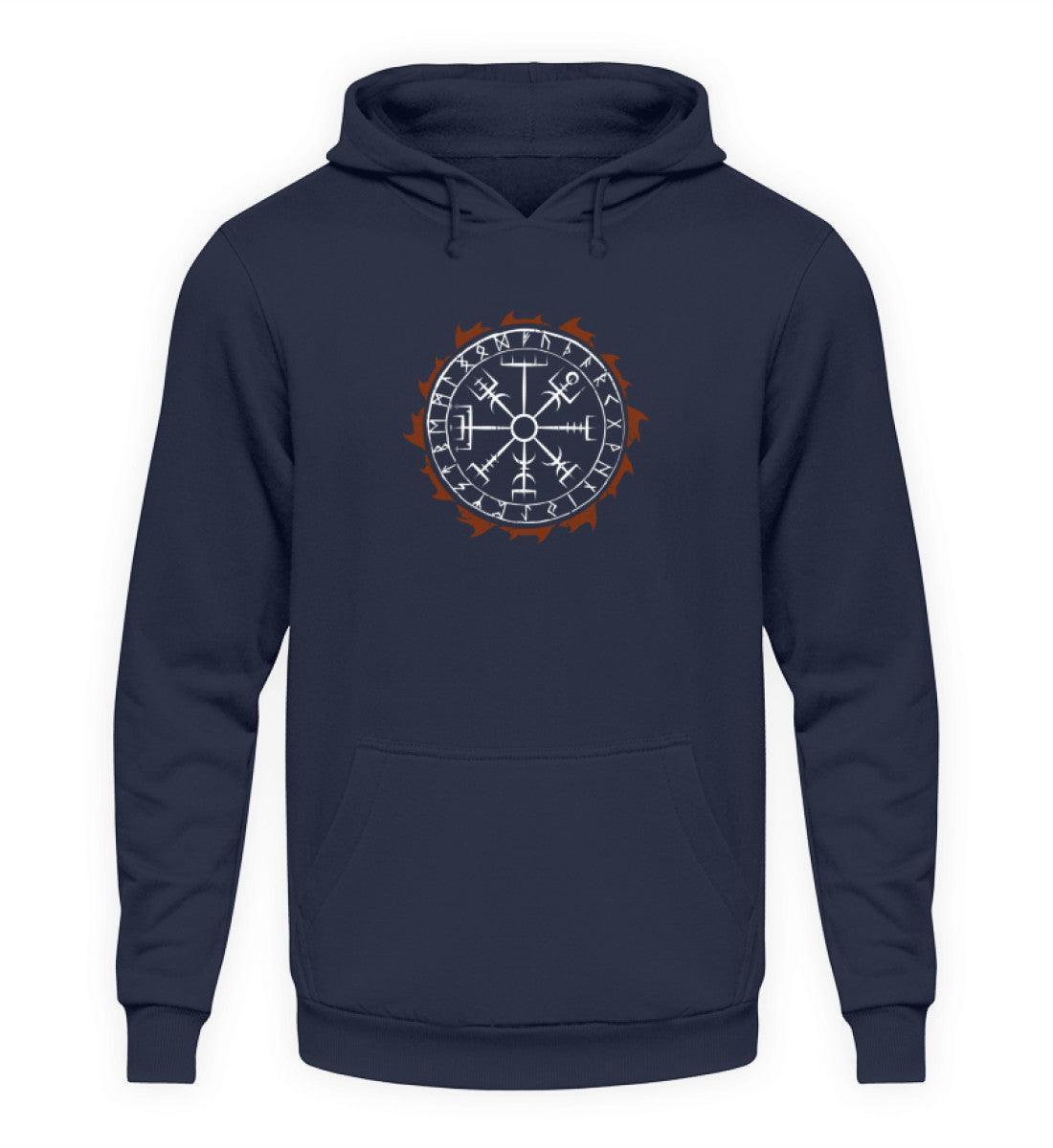Wikinger Hoodie mit Vegvisir & Runenkreis-Design – Traditionelle Nordische Navigationssymbolik - Nordic Viking Wear