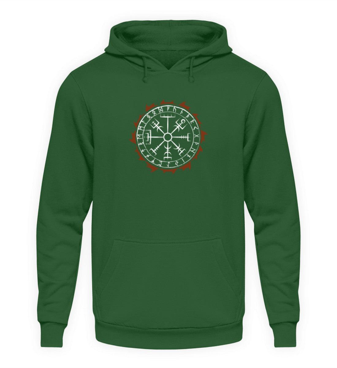 Wikinger Hoodie mit Vegvisir & Runenkreis-Design – Traditionelle Nordische Navigationssymbolik - Nordic Viking Wear