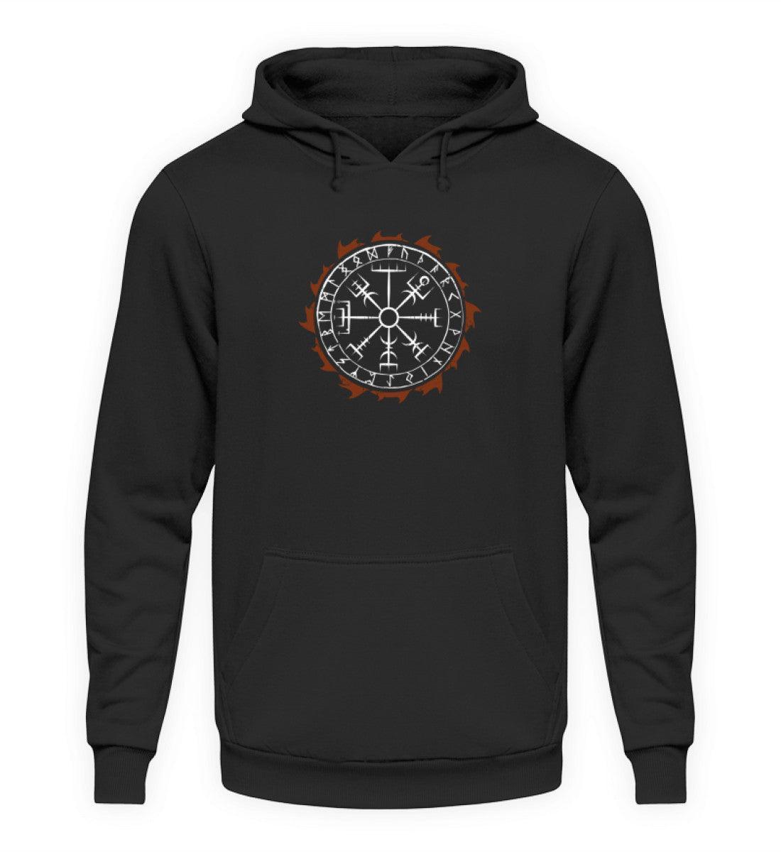 Wikinger Hoodie mit Vegvisir & Runenkreis-Design – Traditionelle Nordische Navigationssymbolik - Nordic Viking Wear