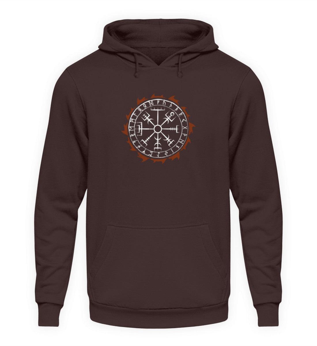 Wikinger Hoodie mit Vegvisir & Runenkreis-Design – Traditionelle Nordische Navigationssymbolik - Nordic Viking Wear