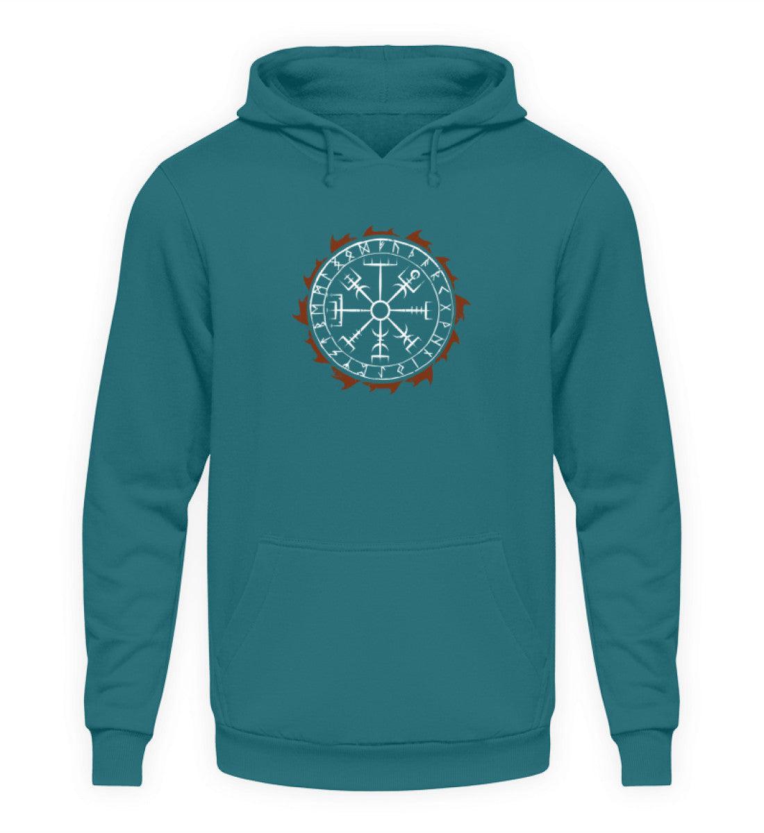 Wikinger Hoodie mit Vegvisir & Runenkreis-Design – Traditionelle Nordische Navigationssymbolik - Nordic Viking Wear