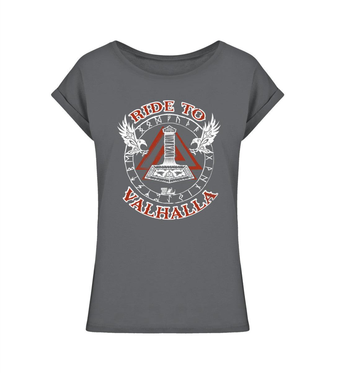 Schildmaiden Extended Shirt – "Ride to Valhalla" mit Mjölnir-Design - Nordic Viking Wear