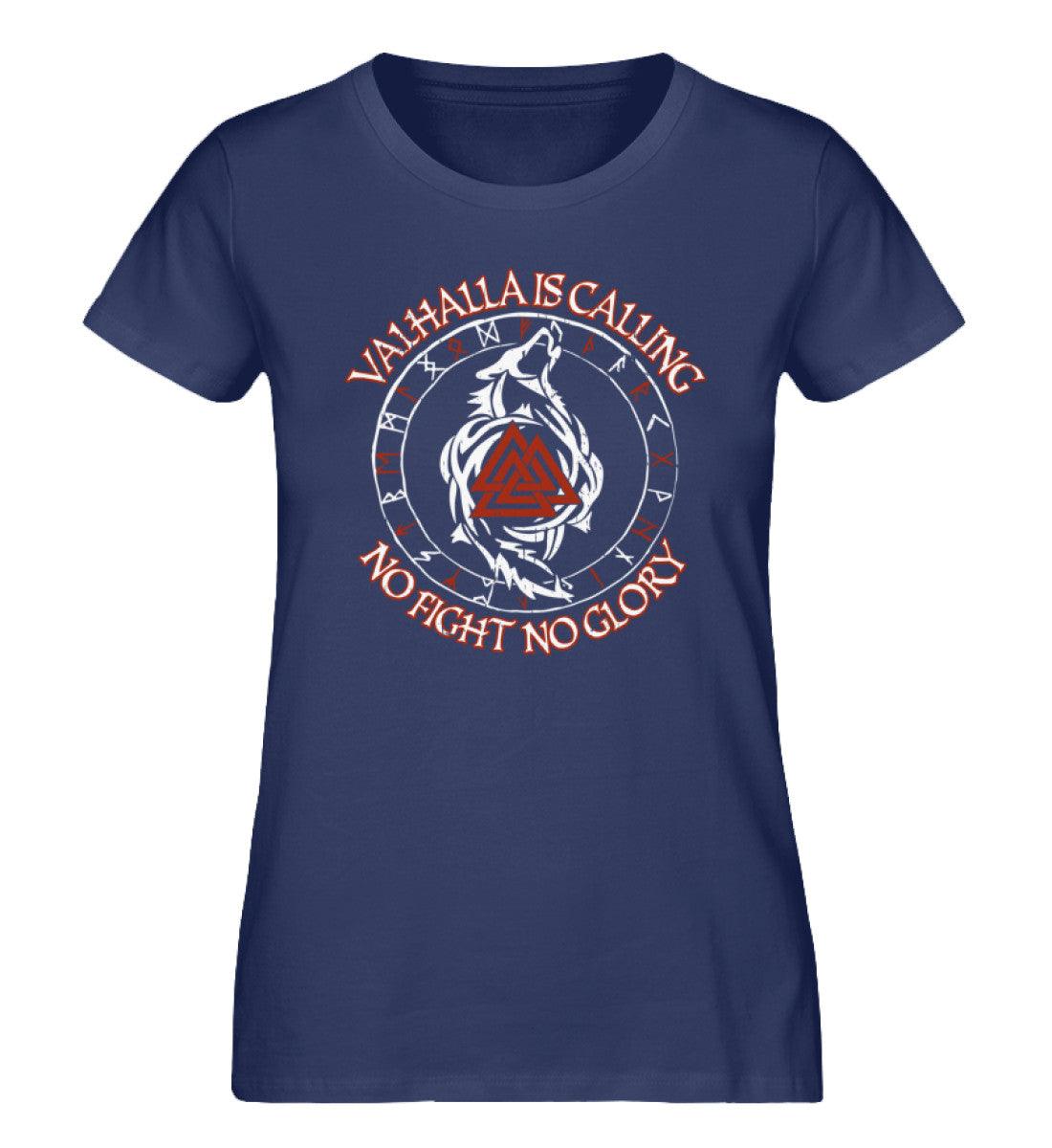 Valhalla Is Calling – No Fight No Glory | Schildmaiden Expresser Shirt mit Runen, Wolf und Valknut - Nordic Viking Wear