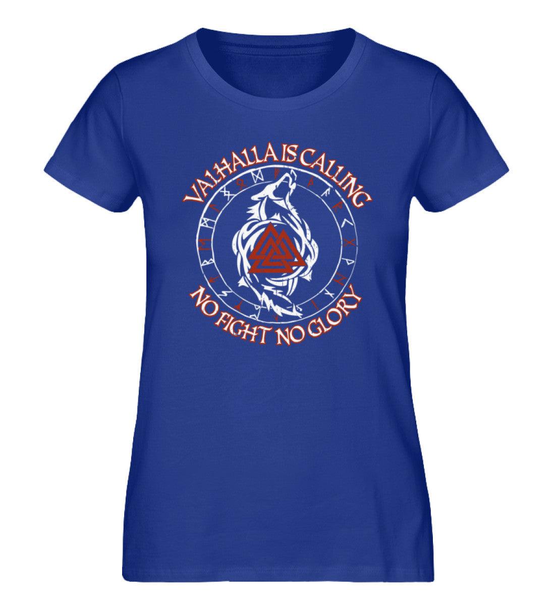 Valhalla Is Calling – No Fight No Glory | Schildmaiden Expresser Shirt mit Runen, Wolf und Valknut - Nordic Viking Wear