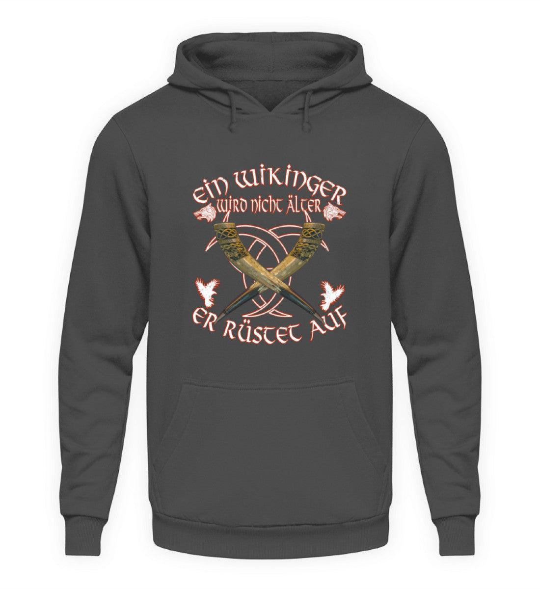 Wikinger Geburtstags-Hoodie - "Ein Wikinger wird nicht älter, er rüstet auf" - Nordic Viking Wear