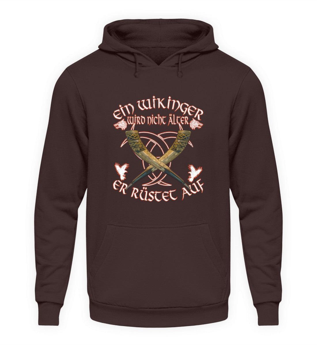 Wikinger Geburtstags-Hoodie - "Ein Wikinger wird nicht älter, er rüstet auf" - Nordic Viking Wear