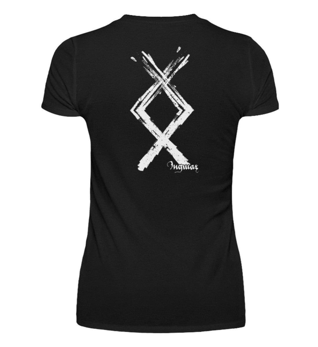 Schildmaiden V-Neck Ingwaz Rune Shirt - Nordische Mythologie Kraftsymbol - Nordic Viking Wear