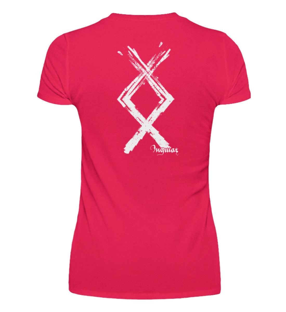Schildmaiden V-Neck Ingwaz Rune Shirt - Nordische Mythologie Kraftsymbol - Nordic Viking Wear