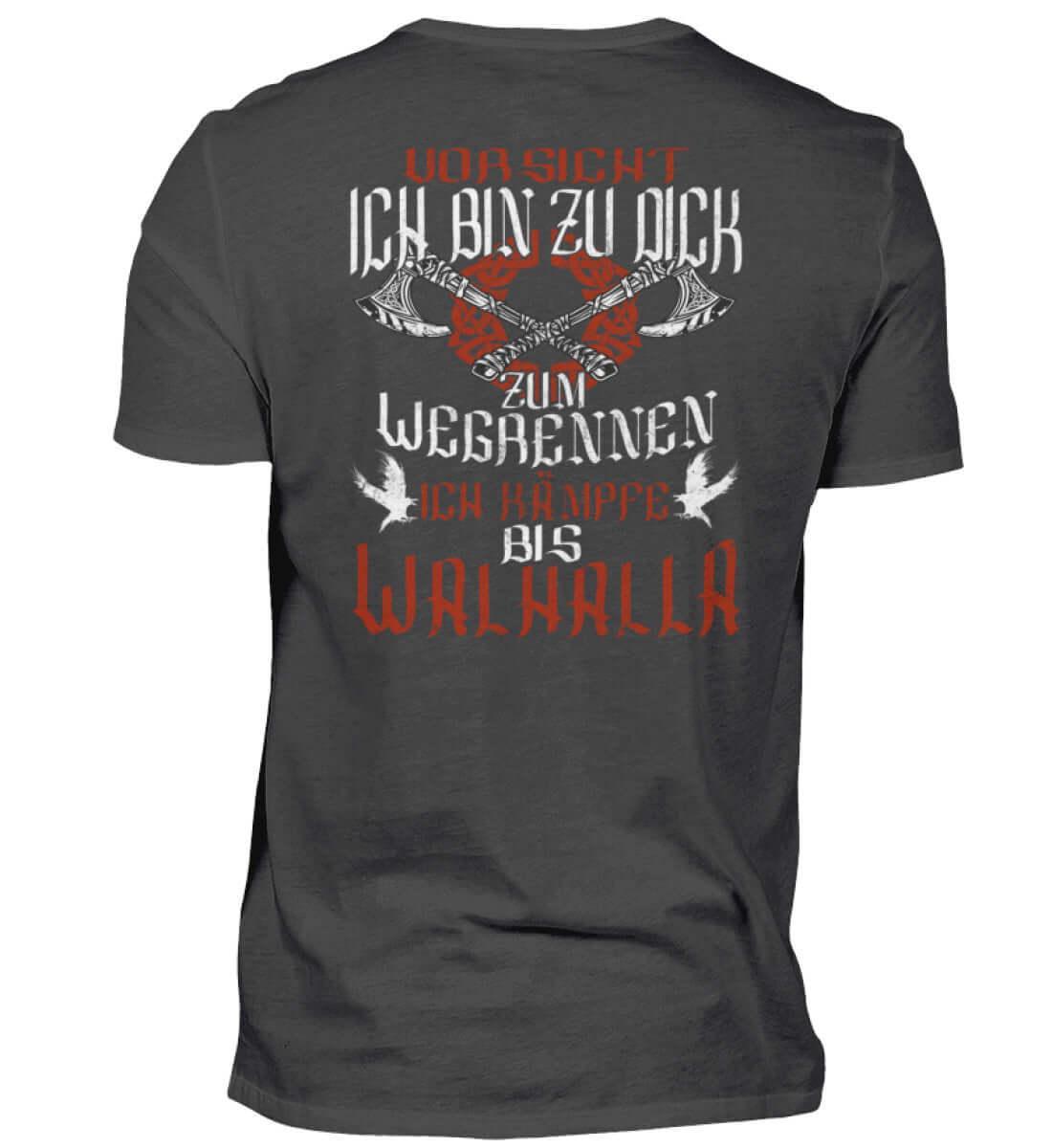 "Lustiges Wikinger-Premiumshirt – 'Ich bin zu dick zum Wegrennen - Nordic Viking Wear