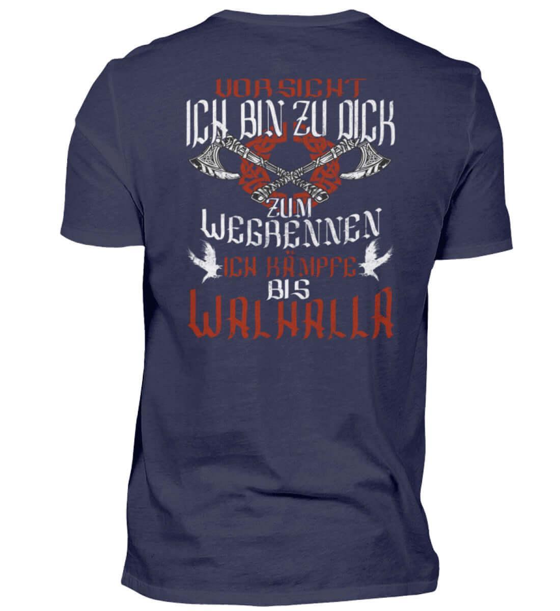 "Lustiges Wikinger-Premiumshirt – 'Ich bin zu dick zum Wegrennen - Nordic Viking Wear