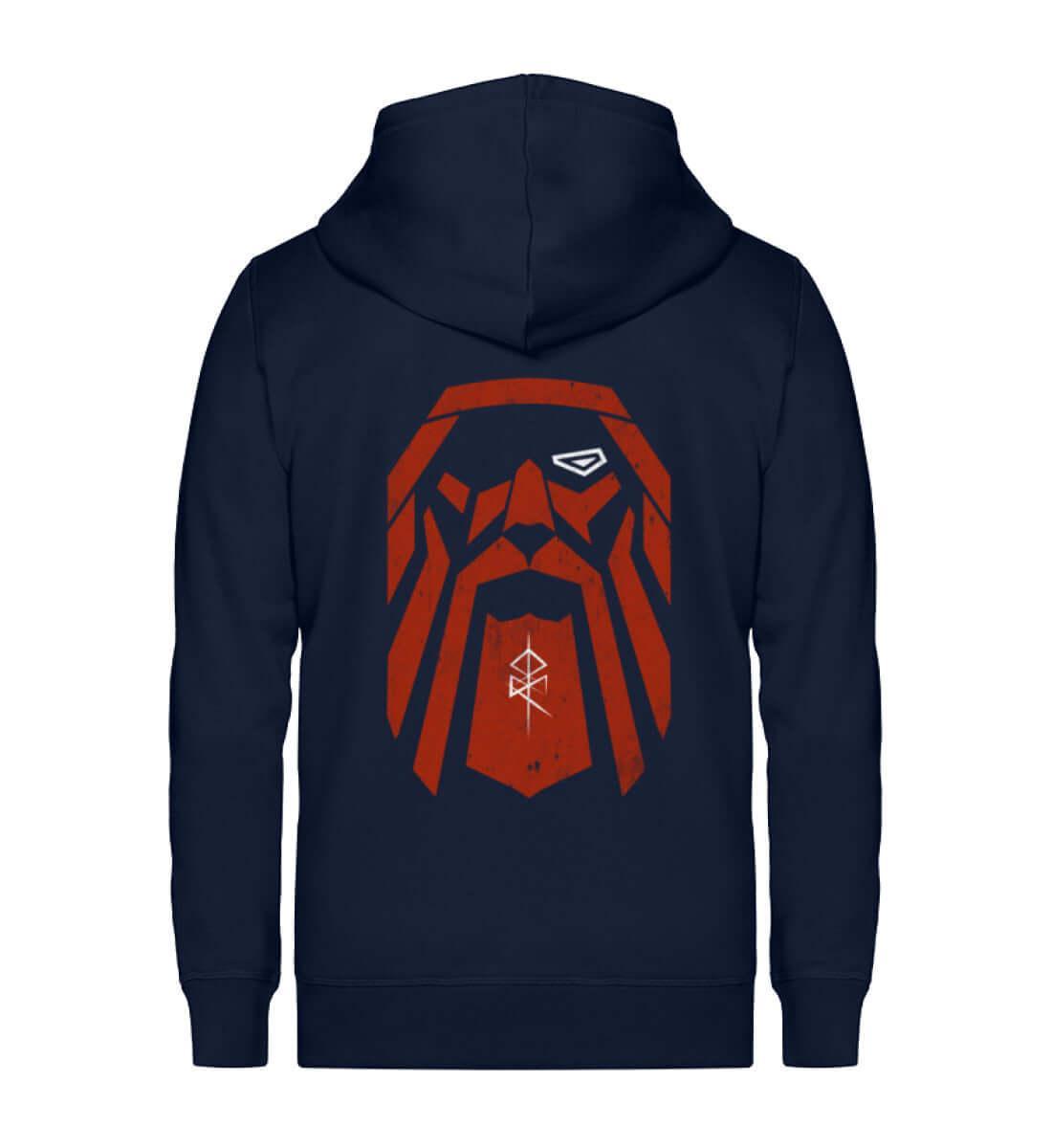 "Odin's Visage" Wikinger-Organic Zipp-Hoodie – Stolz und Macht des Allvaters - Nordic Viking Wear