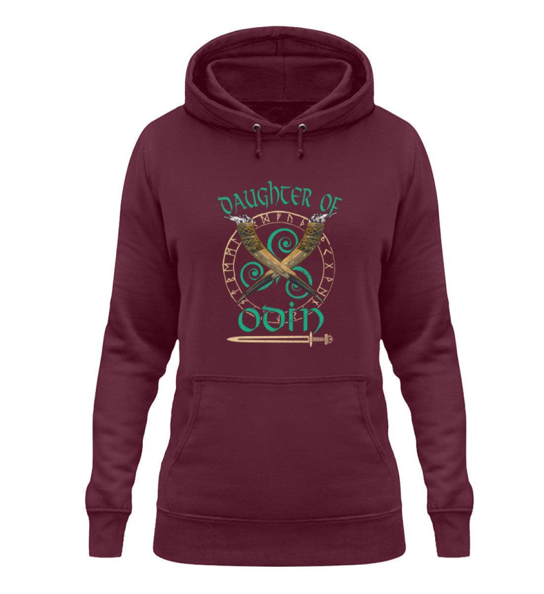 Schildmaiden Hoodie - "Daughter of Odin" mit Runenkreis und Trinkhörnern - Nordic Viking Wear