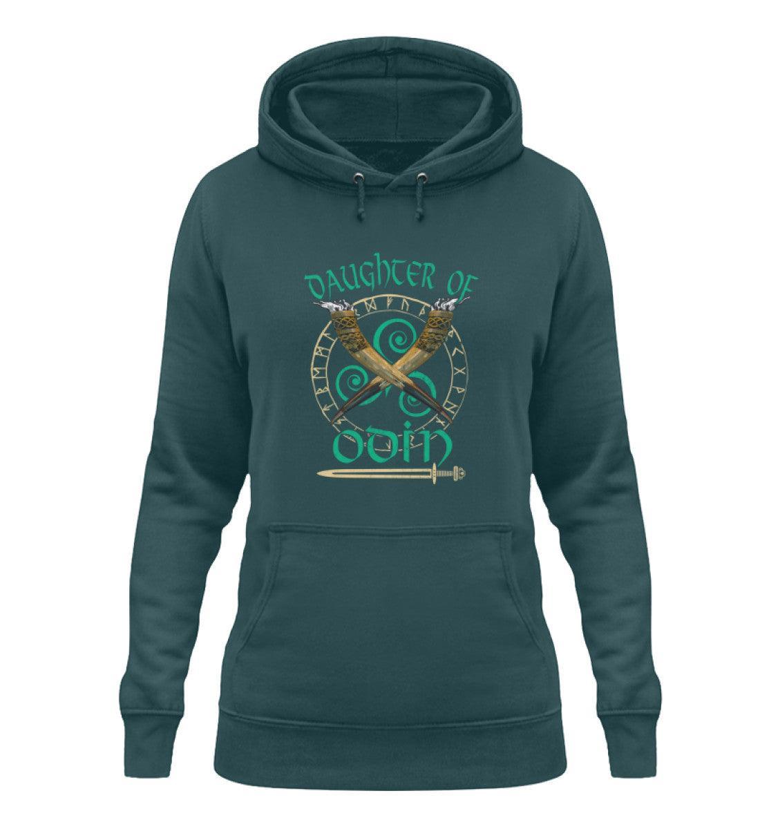Schildmaiden Hoodie - "Daughter of Odin" mit Runenkreis und Trinkhörnern - Nordic Viking Wear