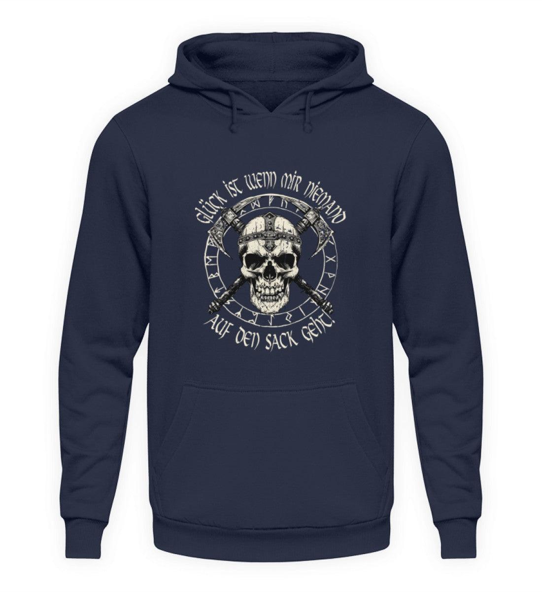 Lustiges Wikinger Hoodie - "Glück ist, wenn mir niemand auf den Sack geht!" - Nordic Viking Wear