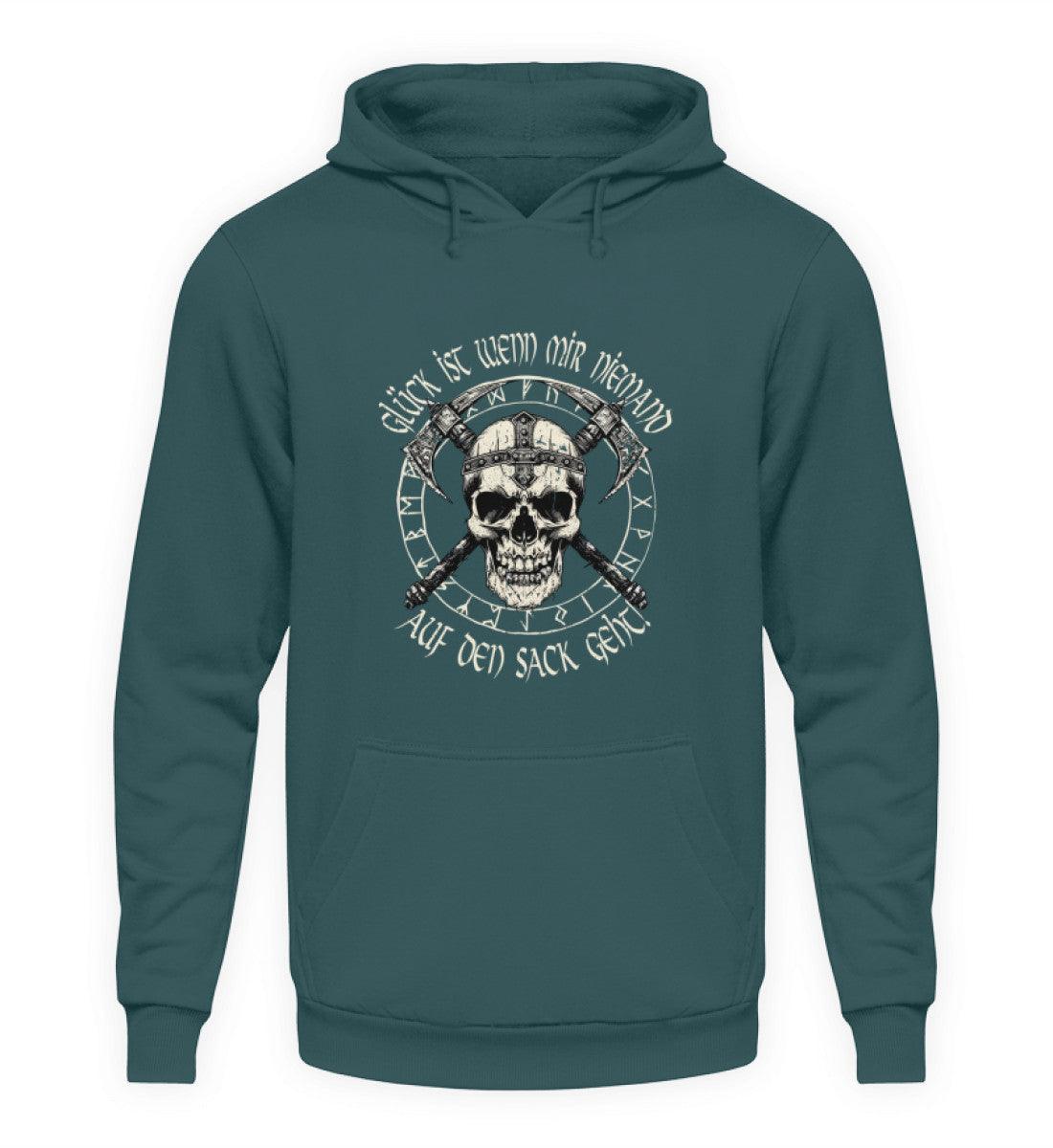 Lustiges Wikinger Hoodie - "Glück ist, wenn mir niemand auf den Sack geht!" - Nordic Viking Wear